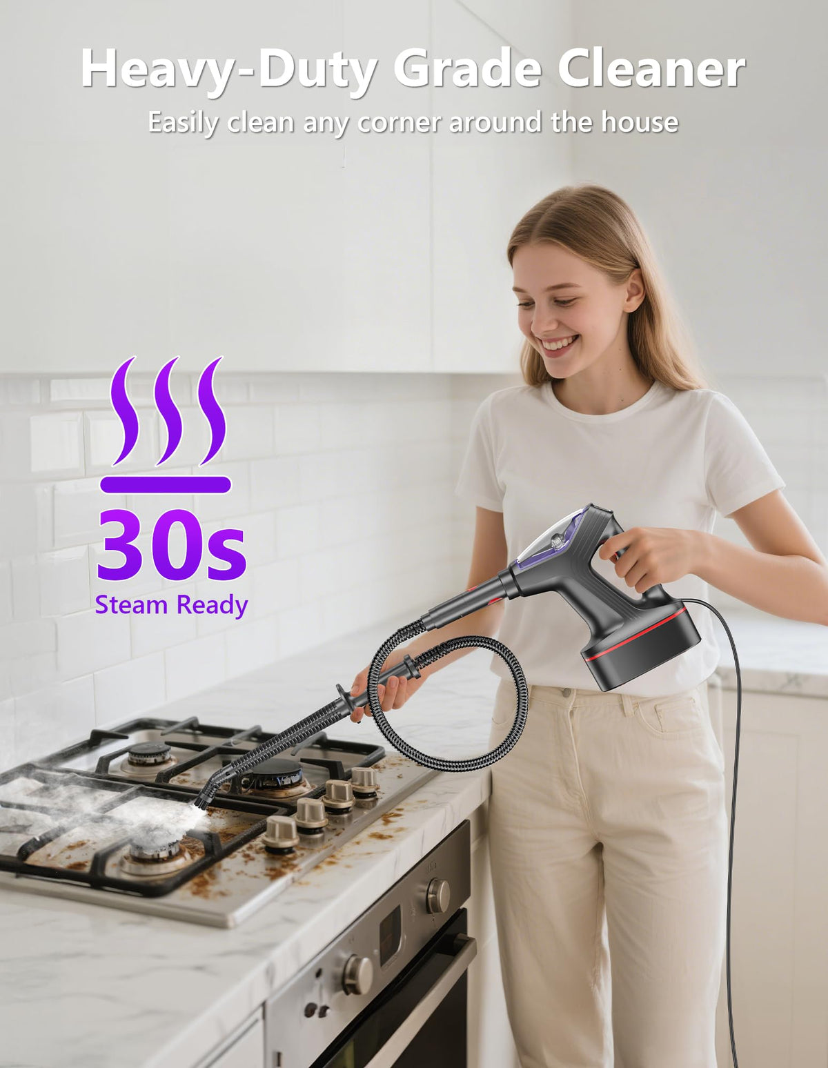 Heavy Duty All-in-One Steam Mop with Detachable Handheld Steamer O941