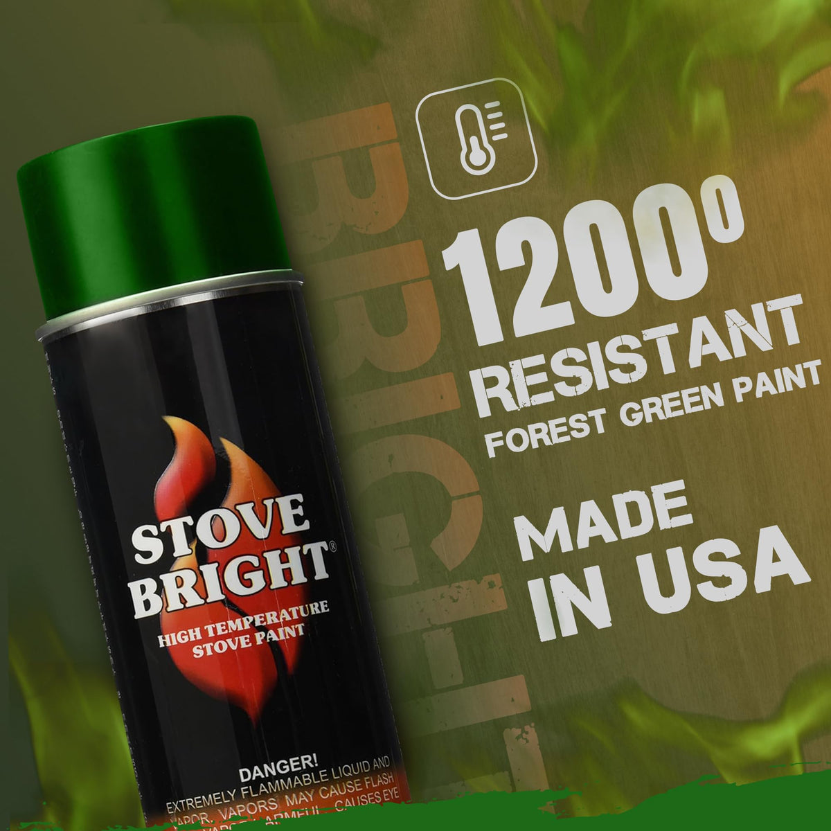 High Temp Satin Spray Paint for Metal, Forest Green, 12 Oz F679