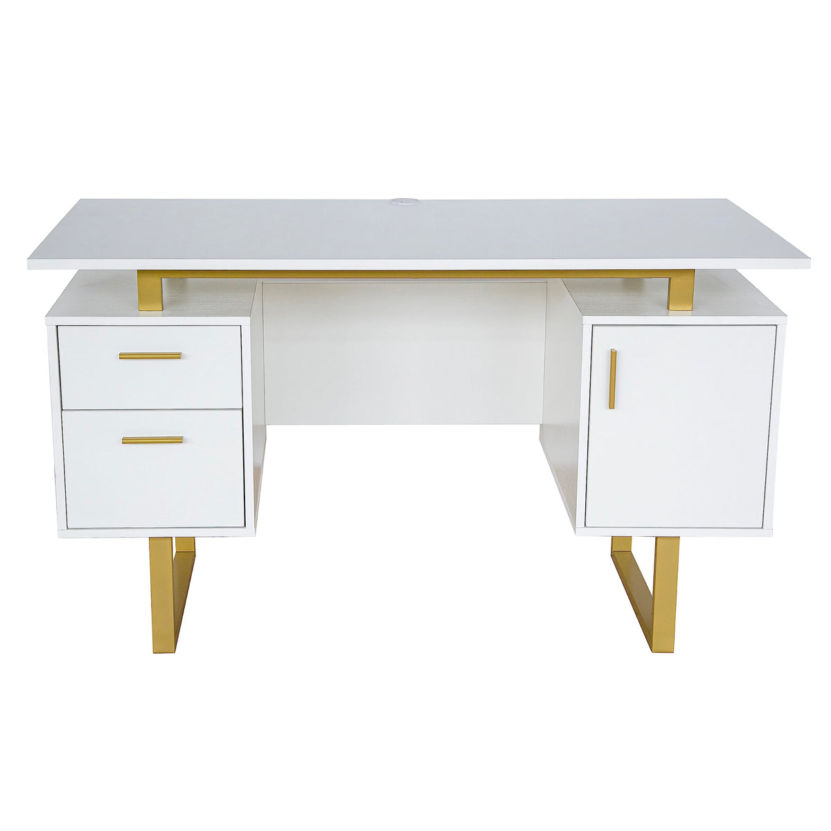 51"W Computer Desk with 2 Drawers & Storage Cabinet P570