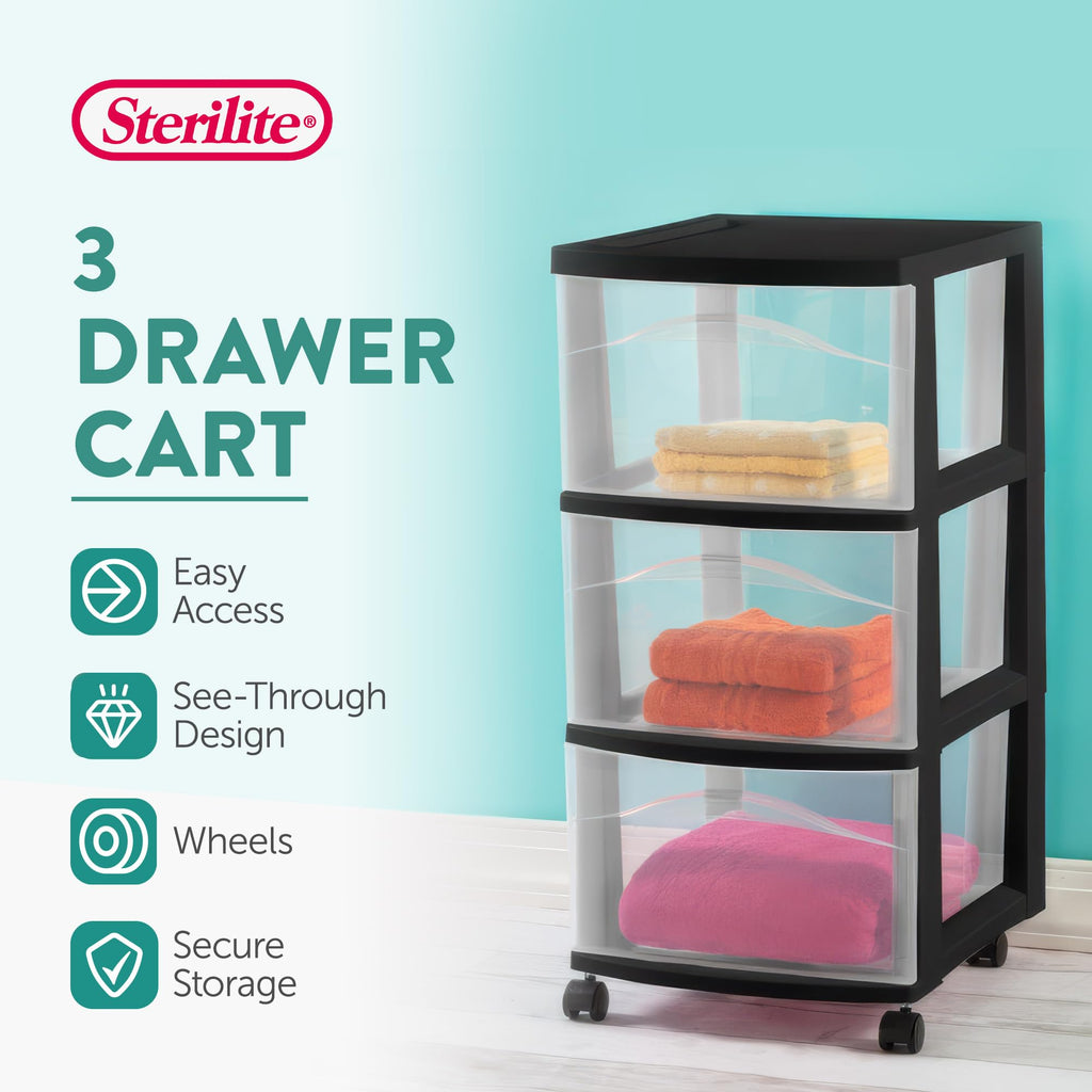3-Drawer Cart with Wheels, 2-Pack J9816