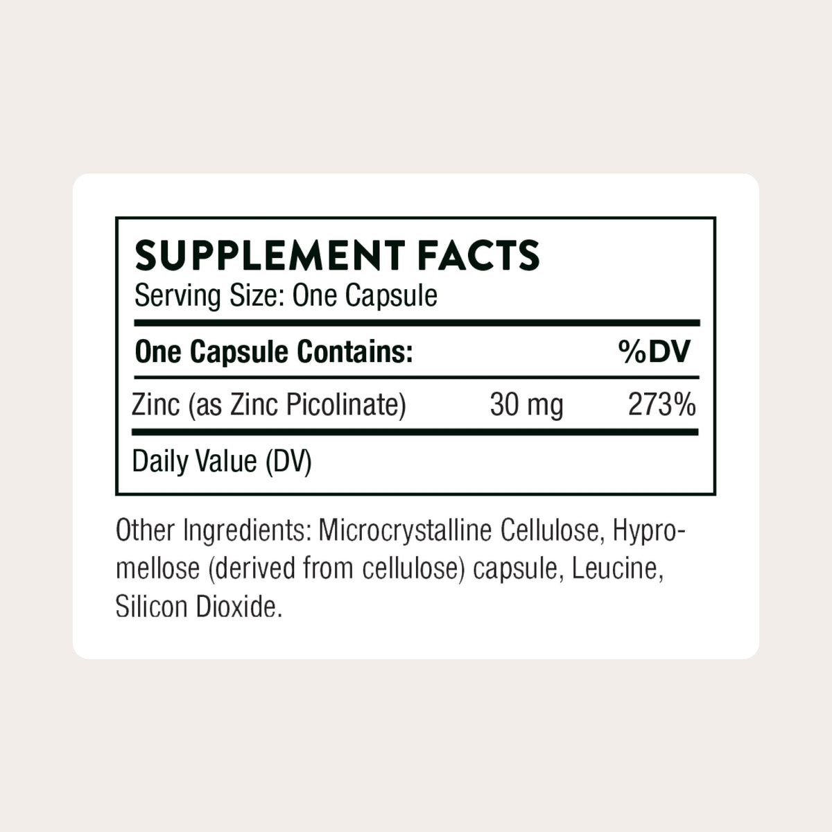 Zinc Picolinate 30 mg 60 Capsules L775