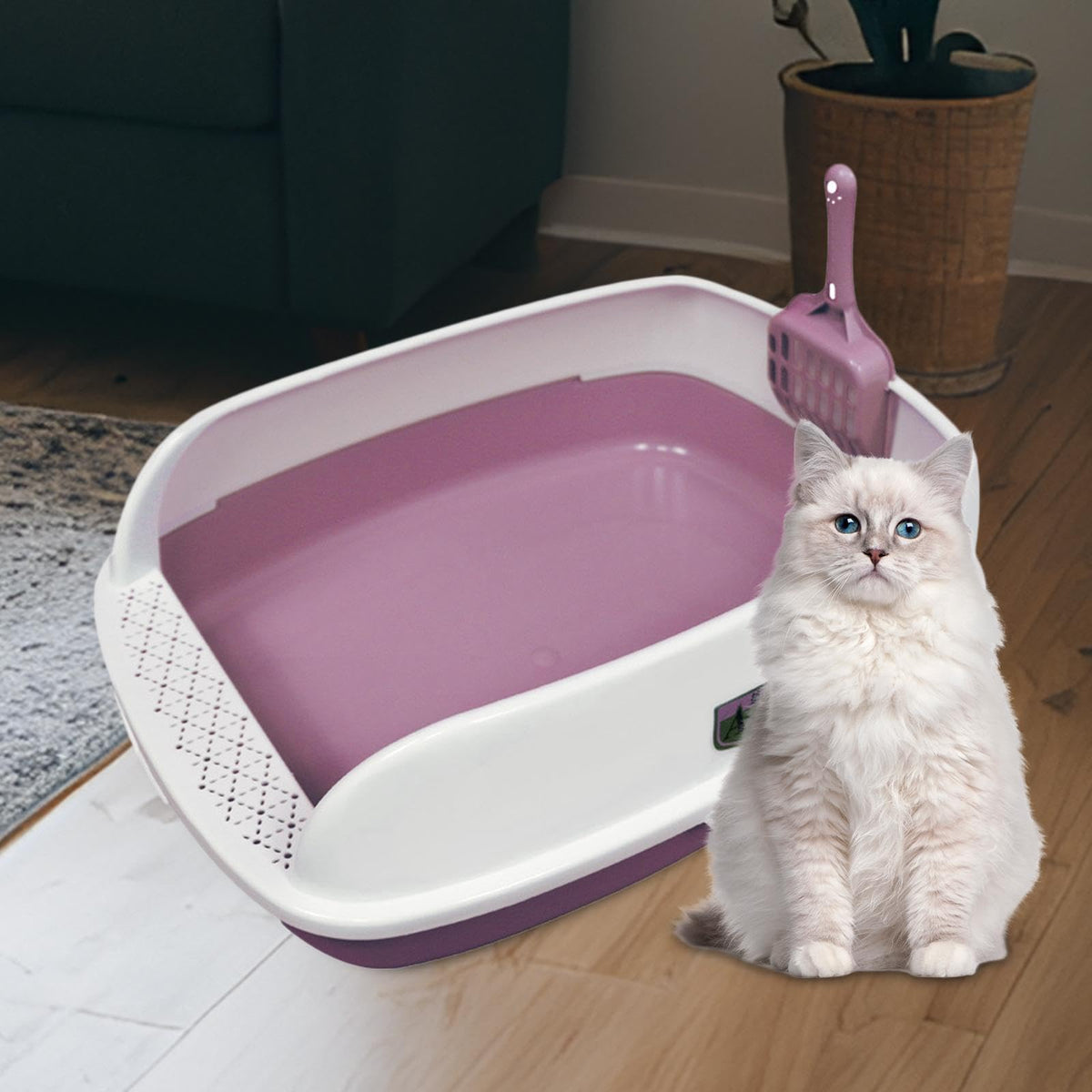 Pink Semi Enclosed Cat Litter Box Q21270
