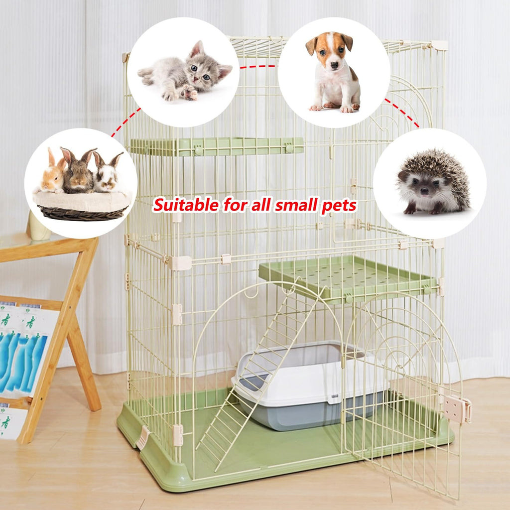 3/4-Tier Cat Cage Playpen with 3 Platforms, 3 Doors & 2 Ramps F970692