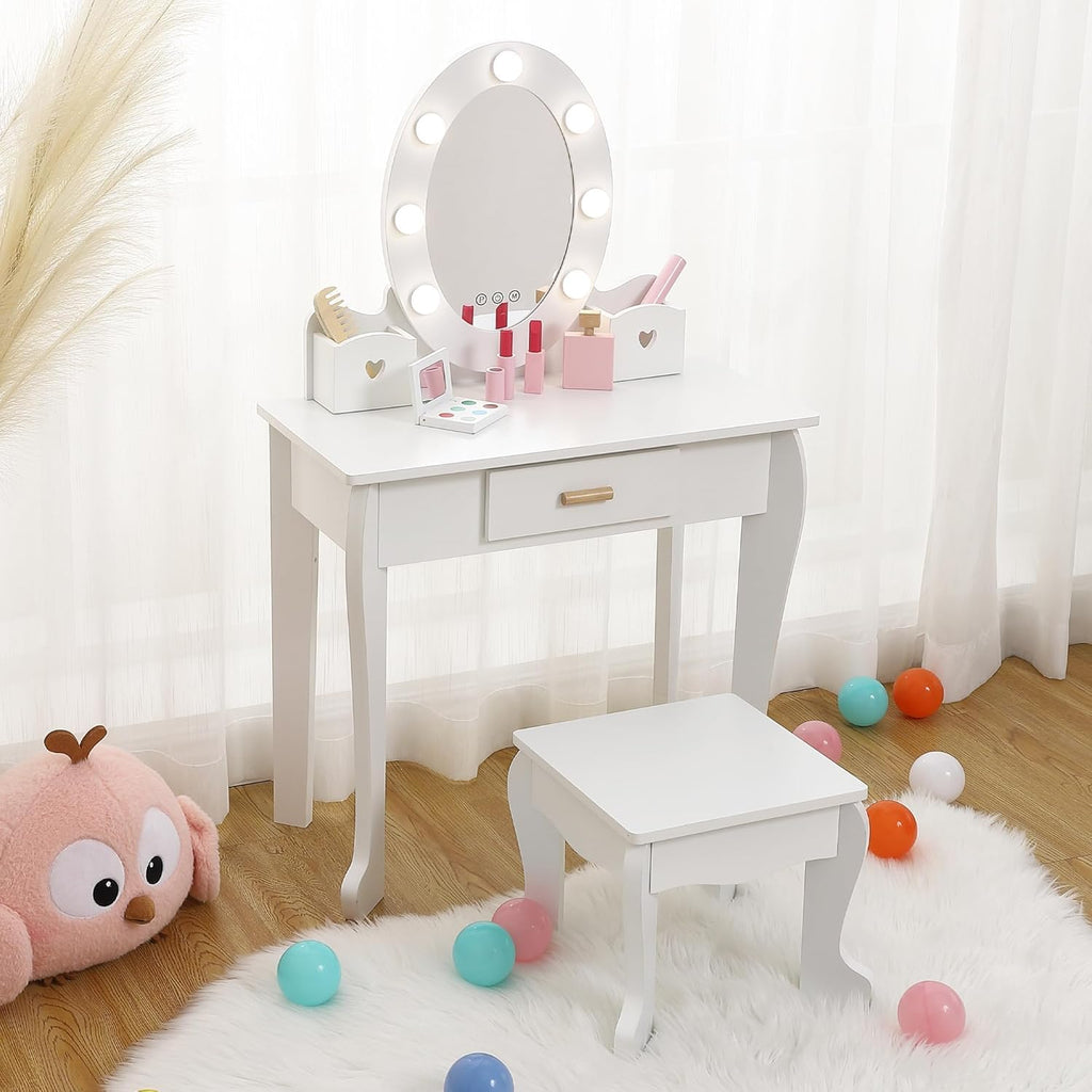 Vanity Table Set with Lighted Mirror and Stool P3673