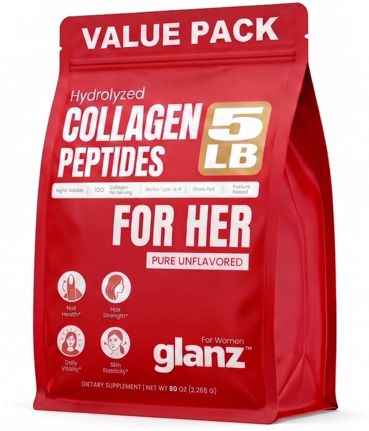 Unflavored Hydrolyzed Collagen Peptides Powder 5 lb F425