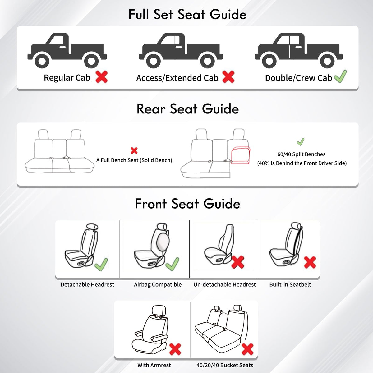 Leather Full Set Pickup Truck Seat Covers V1558