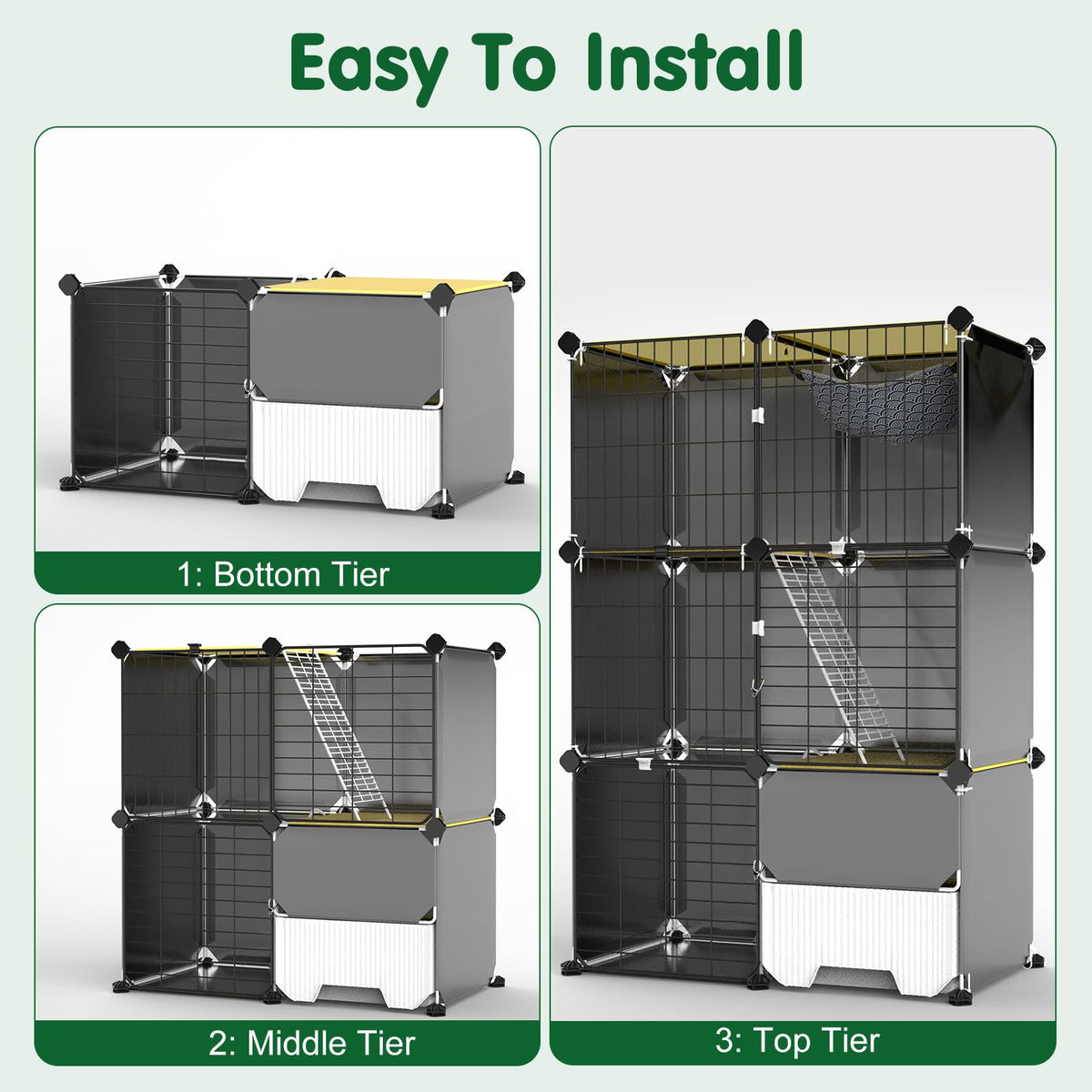 3-Tier Cat Cage with Litter Box G819929