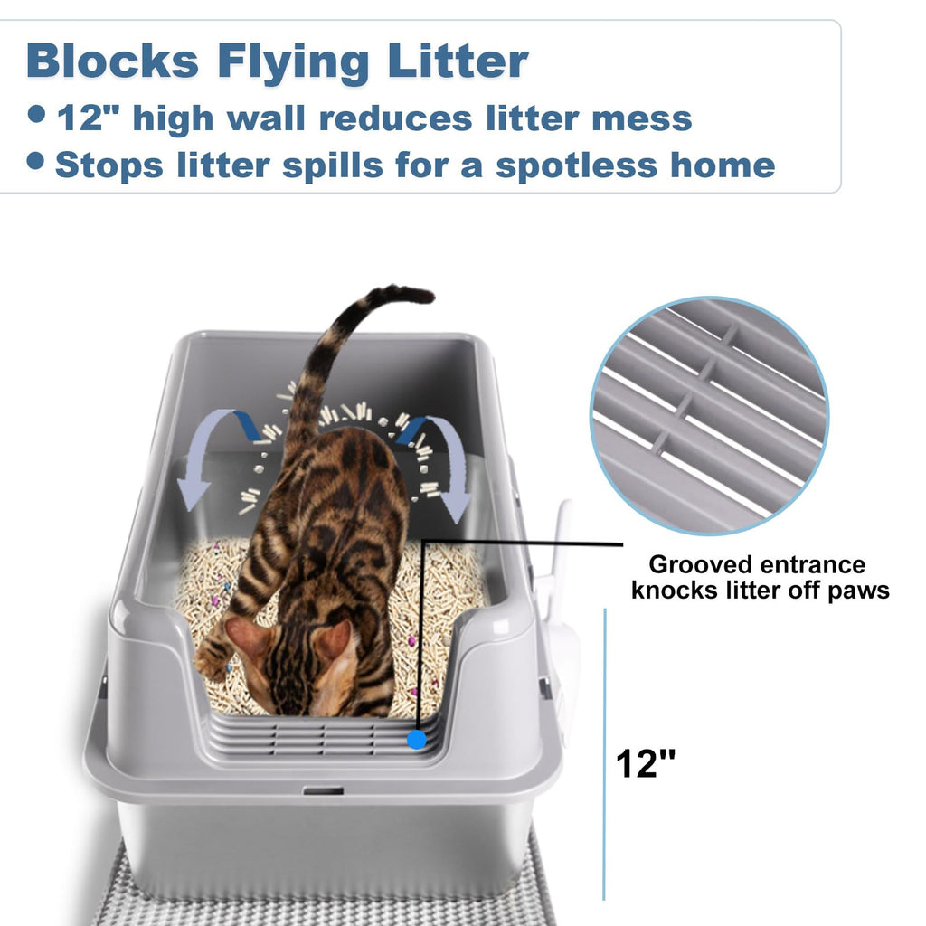 XL Stainless Steel Cat Litter Box with Lid L441443