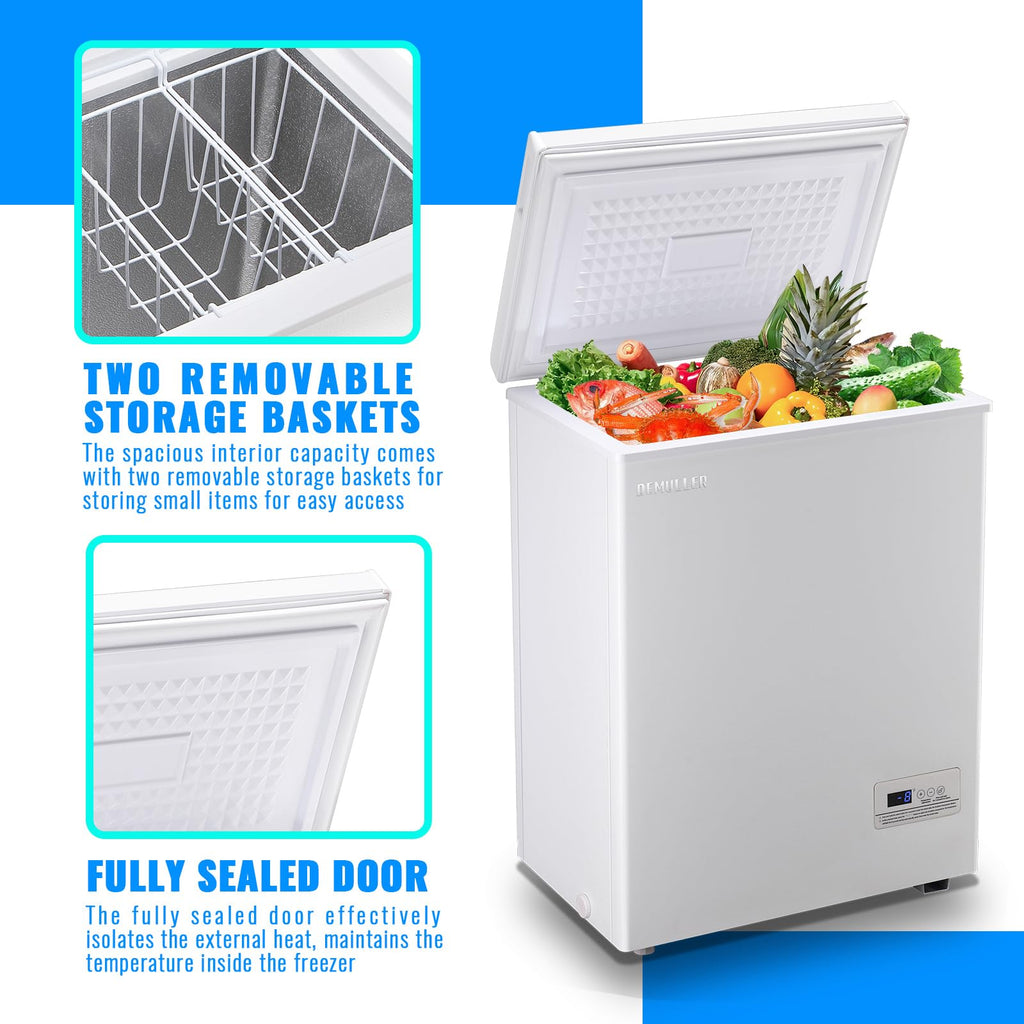 3.5 CU.FT White Chest Freezer with Two Removable Baskets V588