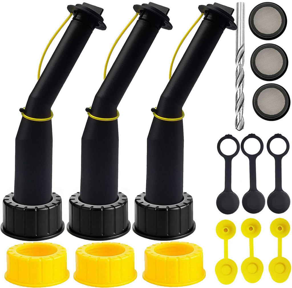 Gas Can Spout Replacement Kit with Gaskets Vent Cap Black 3 Kit N62998