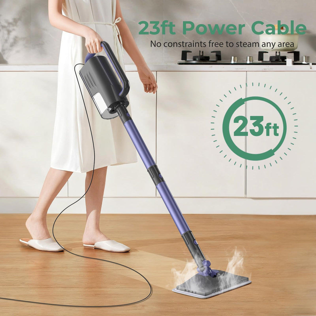 Steam Mop with 400ML Water Tank 6-in-1 Accessories Q5821