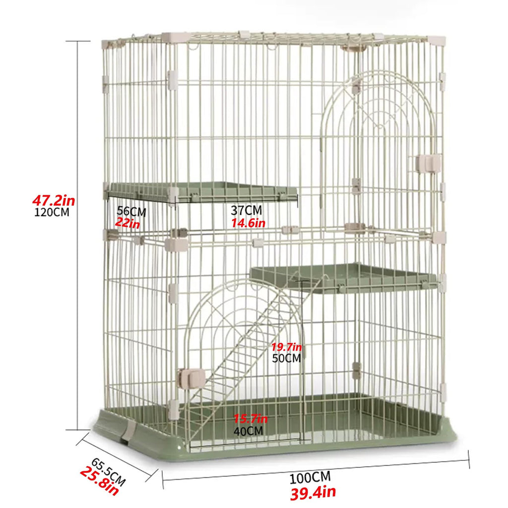 3/4-Tier Cat Cage Playpen with 3 Platforms, 3 Doors & 2 Ramps F970692