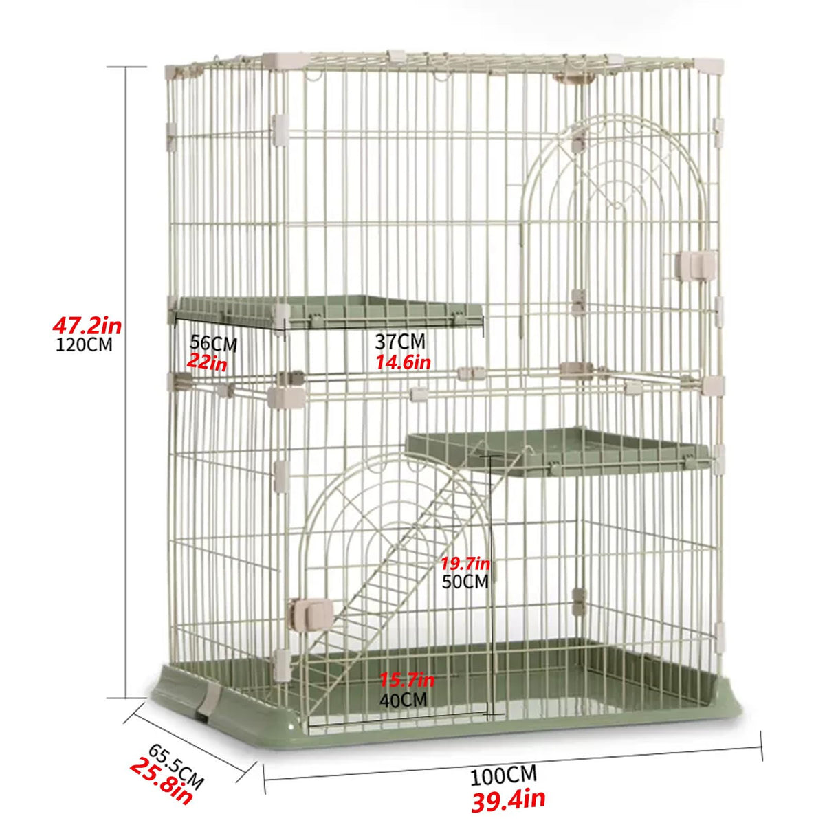 3/4-Tier Cat Cage Playpen with 3 Platforms, 3 Doors & 2 Ramps F970692