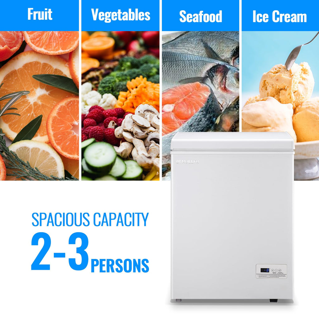 3.5 CU.FT White Chest Freezer with Two Removable Baskets V588