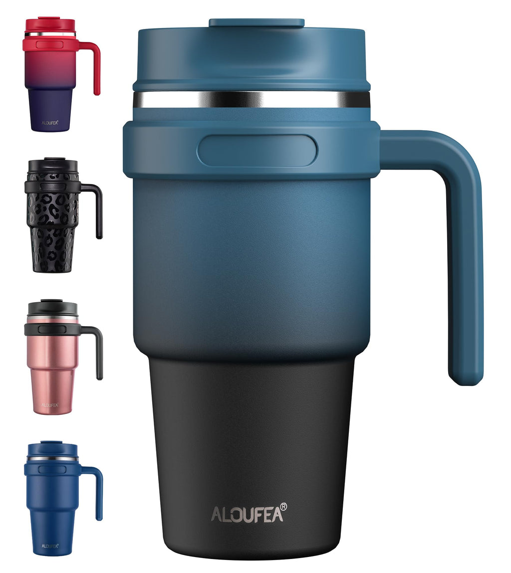 20 oz Insulated Travel Coffee Mug Tumbler with Handle and Straw K631