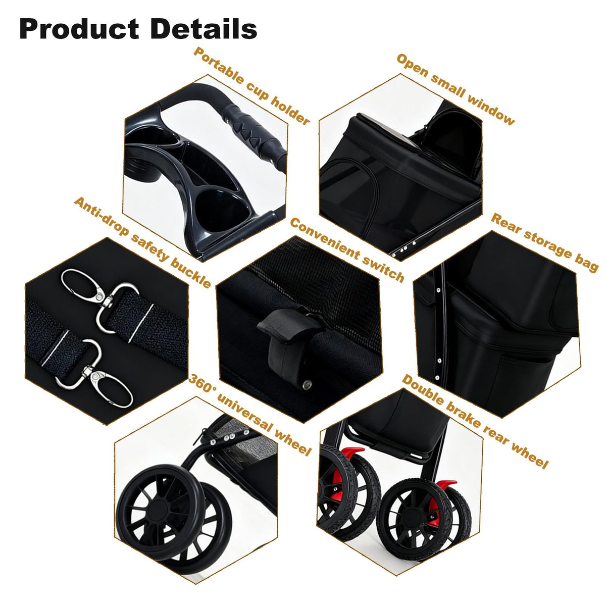 Double Dog Stroller for Medium Small Dogs and Cats E764