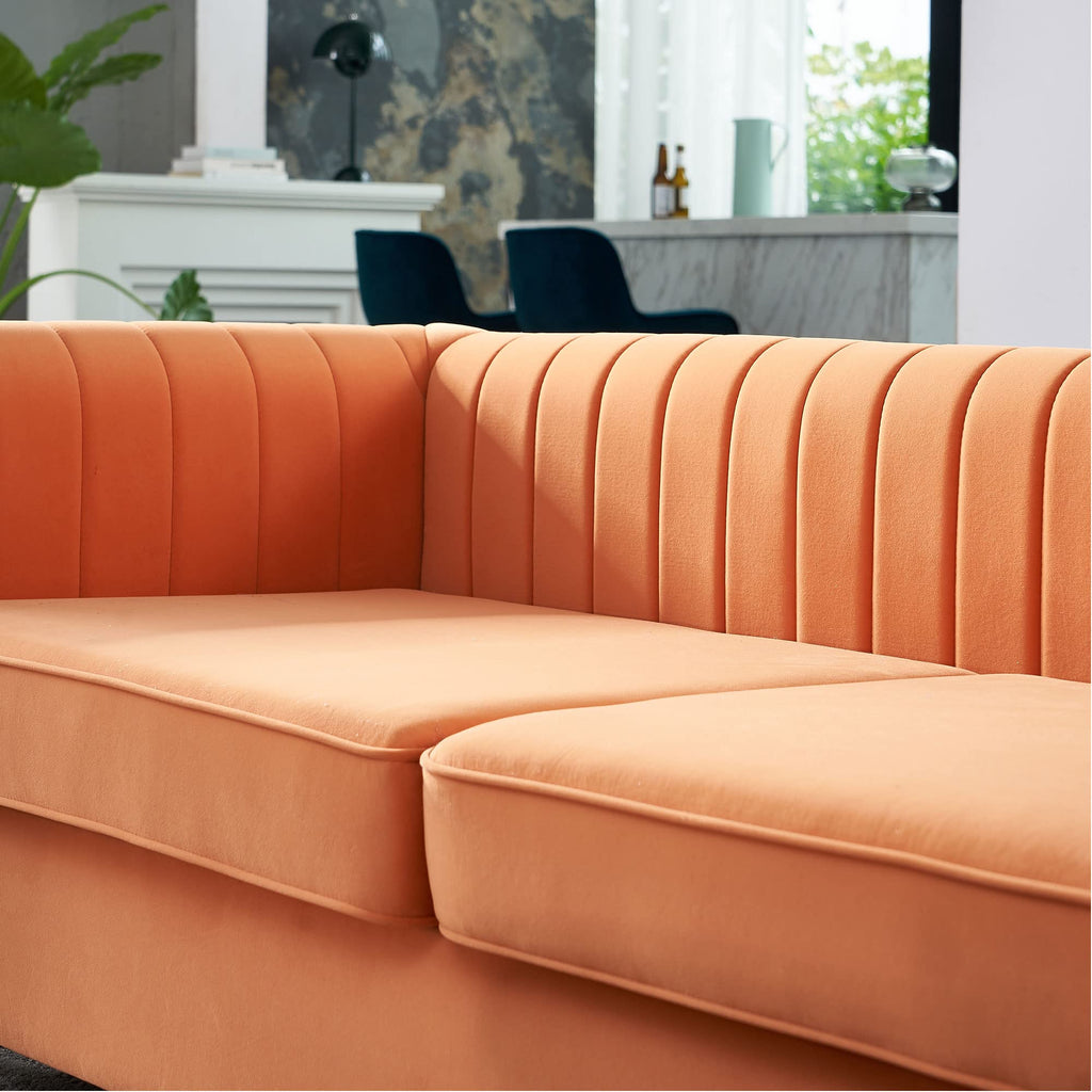 Tufted Velvet Sofa with Golden Metal Legs P48012