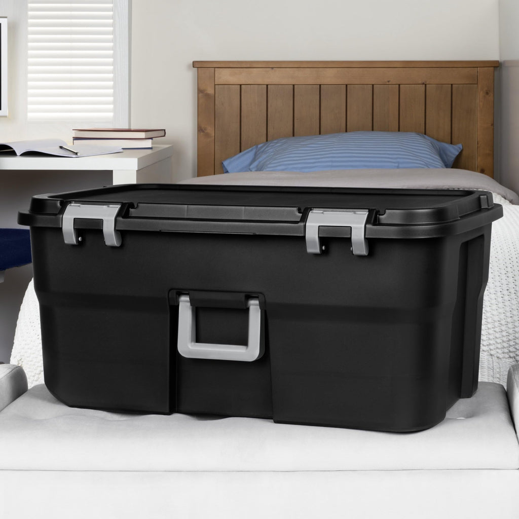 Black Wheeled Lockable Footlocker V199