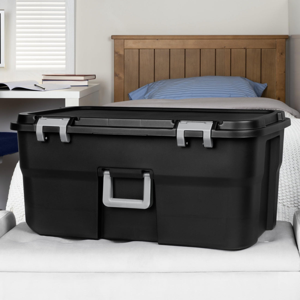 Black Wheeled Lockable Footlocker V199