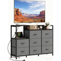 TV Stand with Charging Station, 8 Fabric Drawers Dresser Q941846