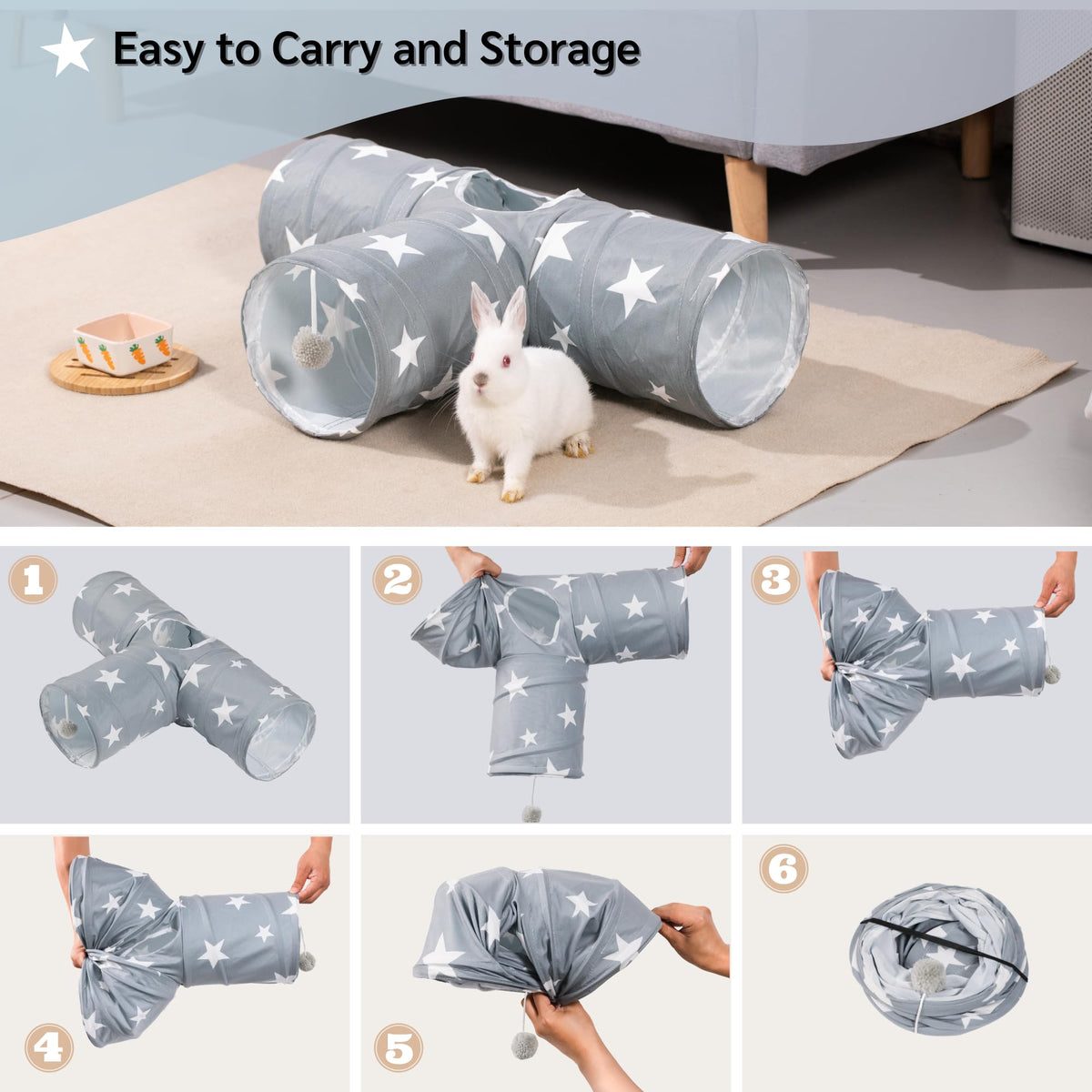 3 Way Collapsible Rabbit Tunnel Toy J757
