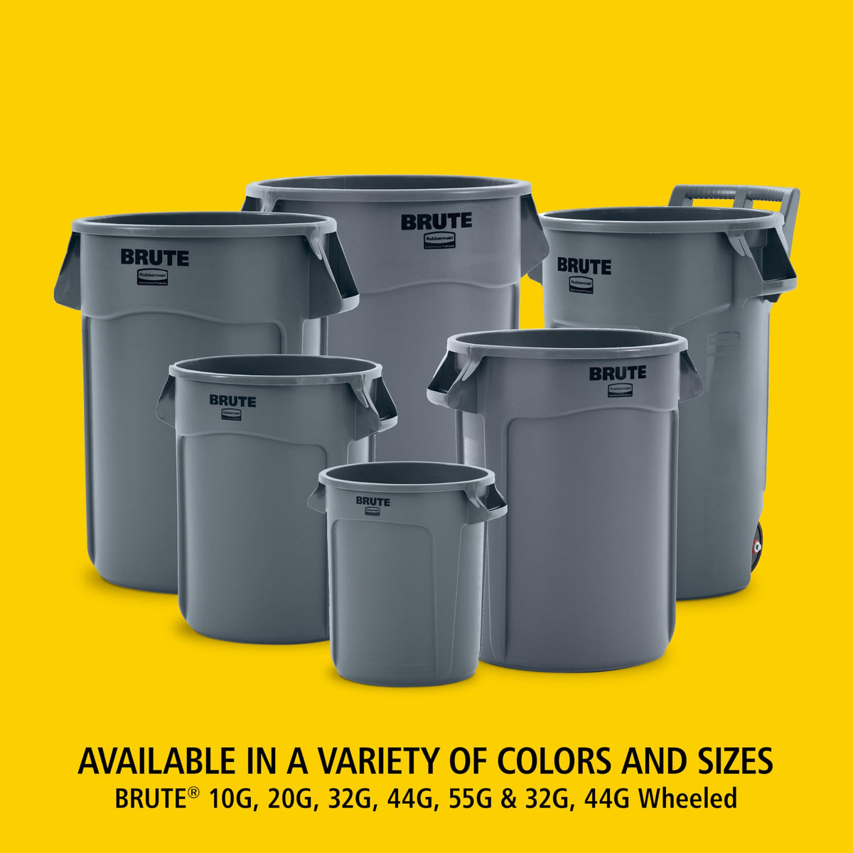44-Gallon Gray Heavy-Duty Round Trash Container V973