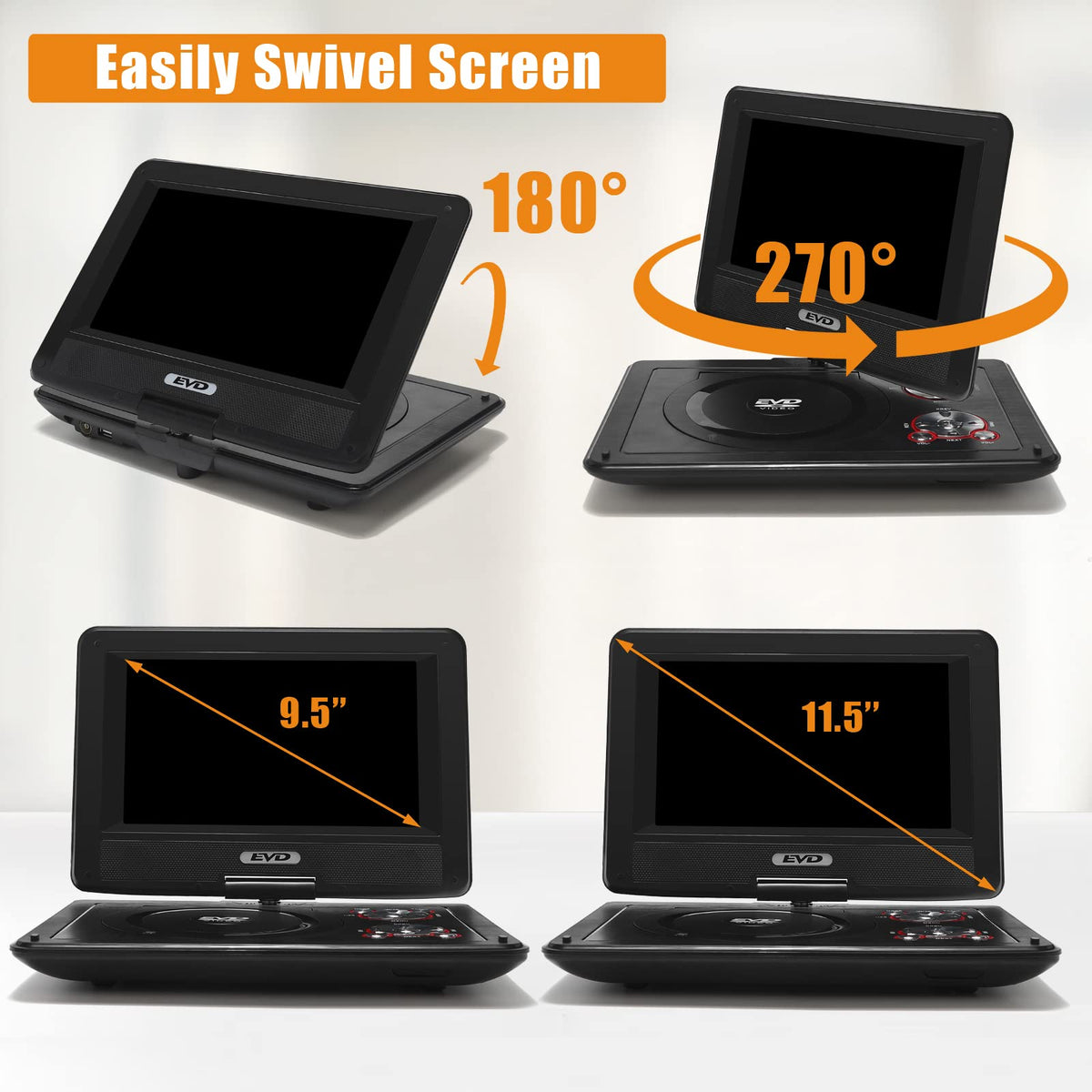 11.5" Portable DVD Player with 9.5" Swivel Screen N56203