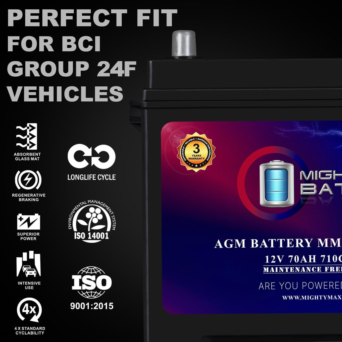 12V 70Ah AGM Replacement Battery F44868