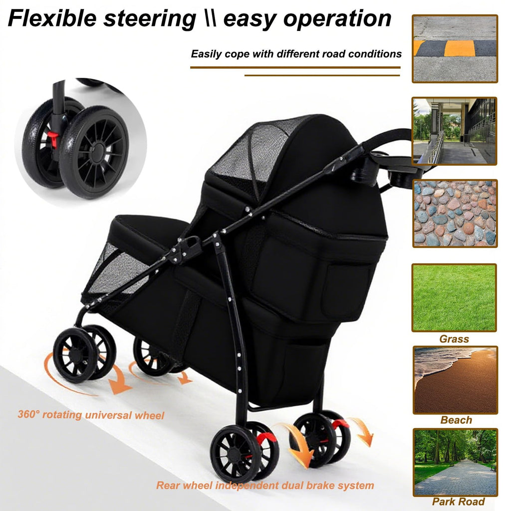 Double Dog Stroller for Medium Small Dogs and Cats E764