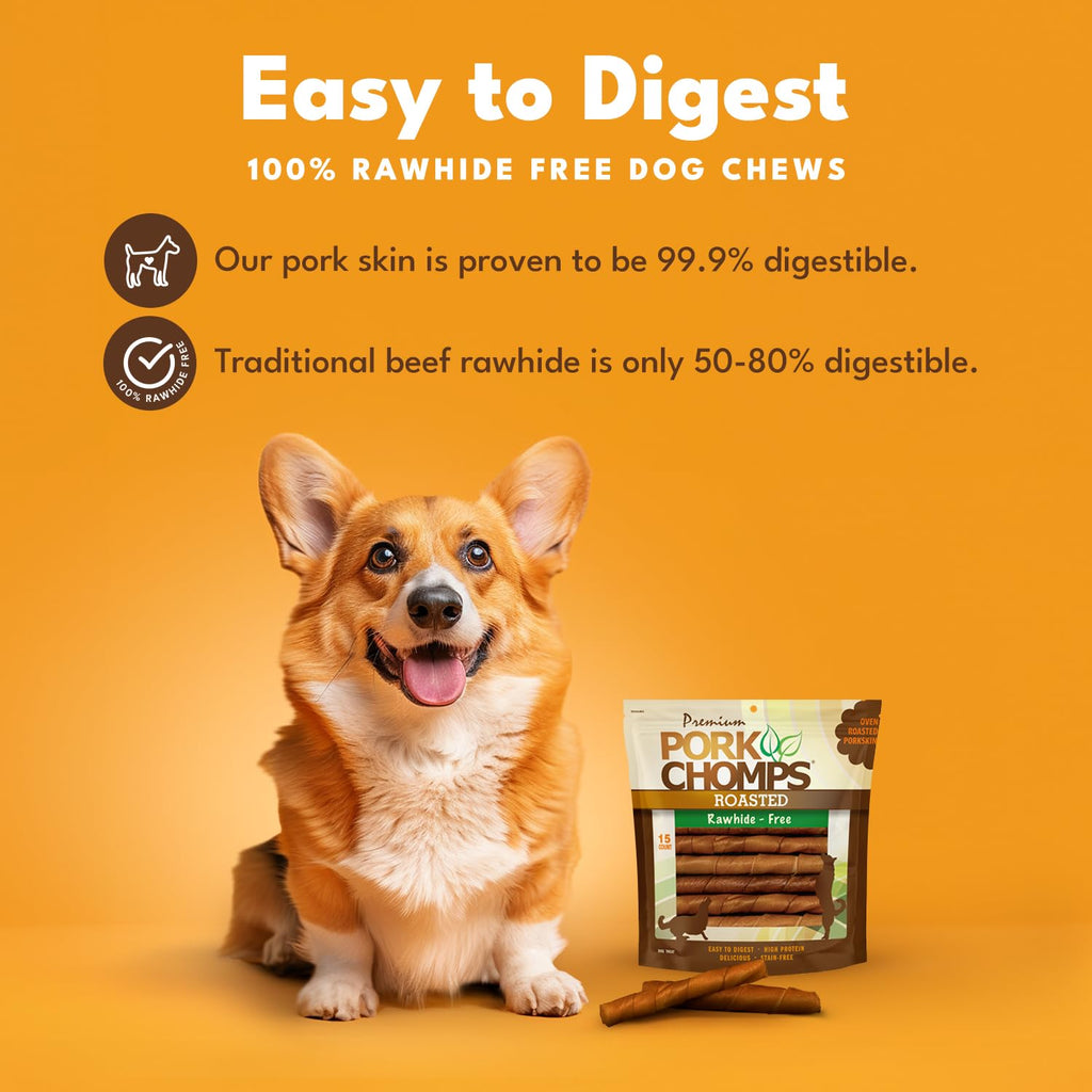 Roasted Pork Skin Dog Chews 6in Twists 15 Count H7952
