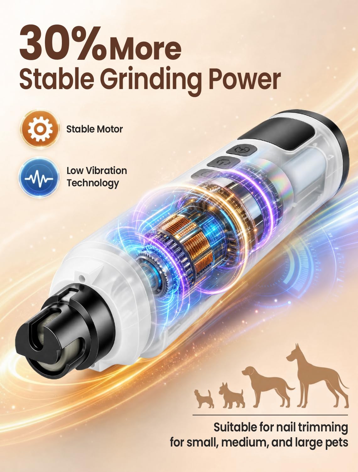 Quiet 6-Speed Electric Pet Nail Grinder Y589046