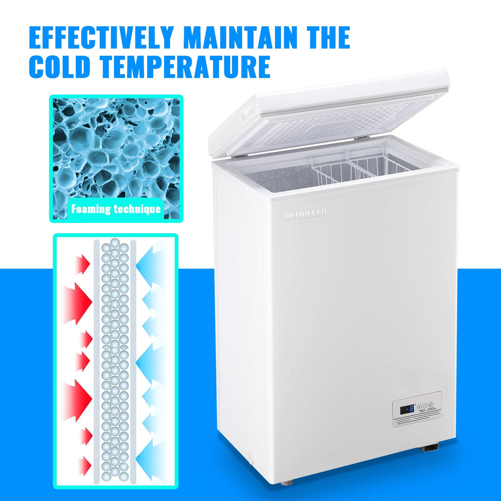 3.5 CU.FT White Chest Freezer with Two Removable Baskets V588