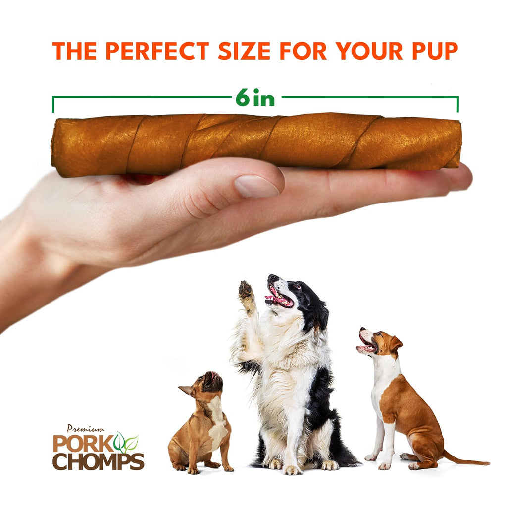 Roasted Pork Skin Dog Chews 6in Twists 15 Count H7952