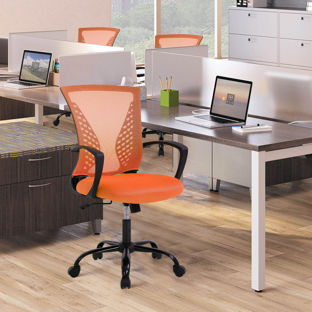 Orange Adjustable Mesh Ergonomic Office Chair with Lumbar Support Q651786