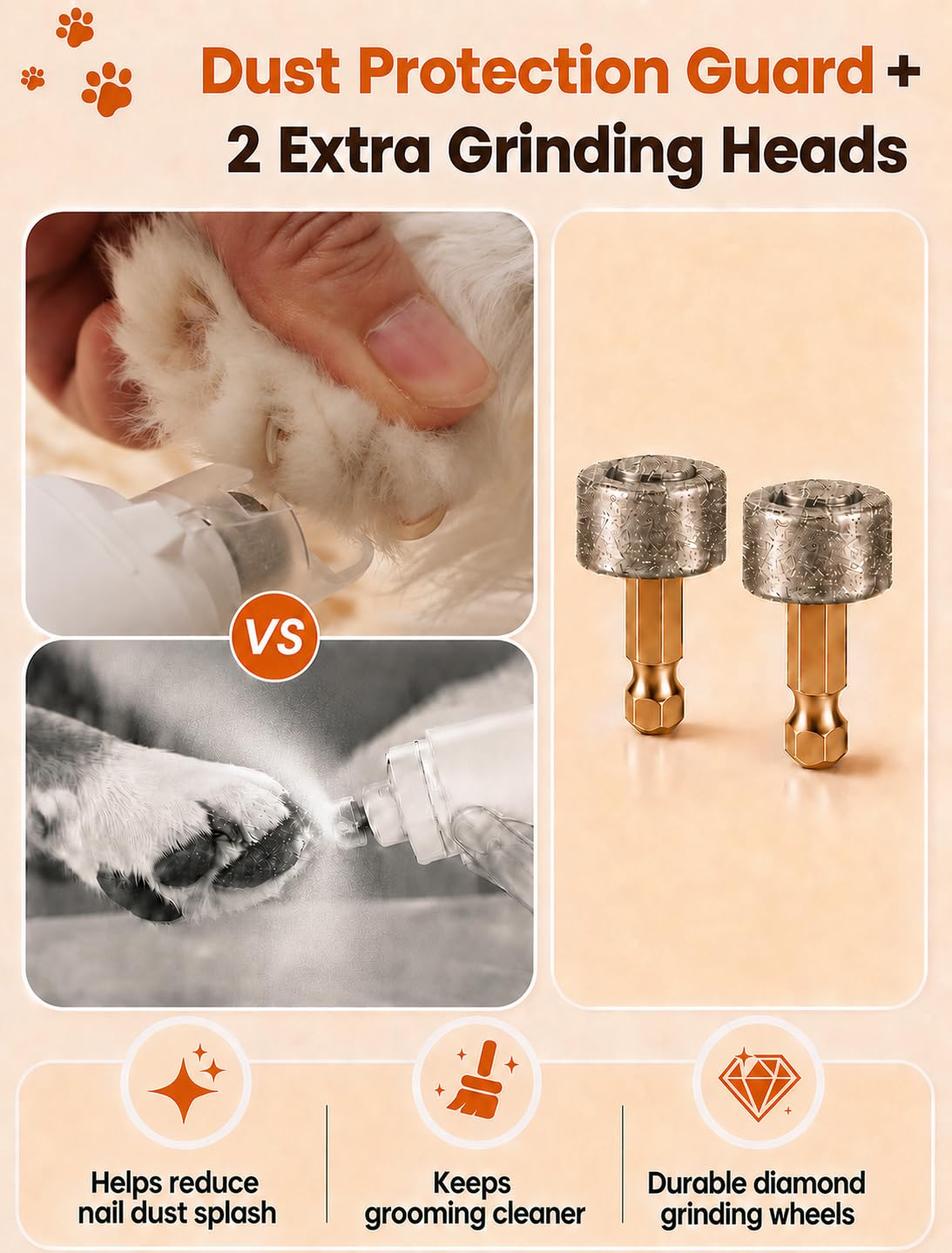 Quiet 6-Speed Electric Pet Nail Grinder Y589046