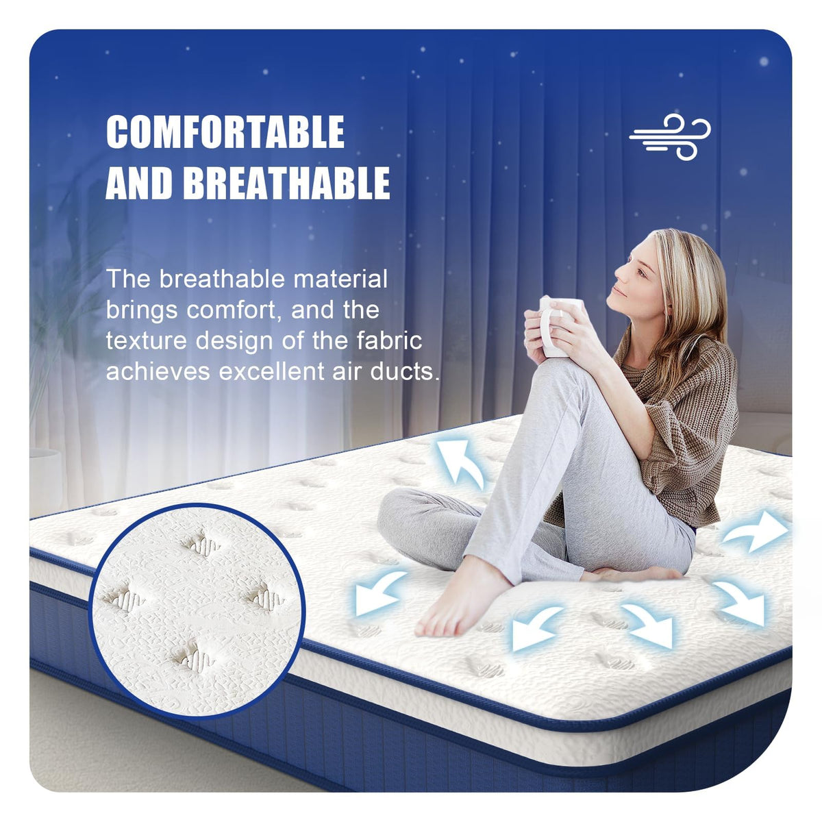 12 Inch Queen Hybrid Mattress, Medium Firm, Memory Foam and Pocket Springs W637455
