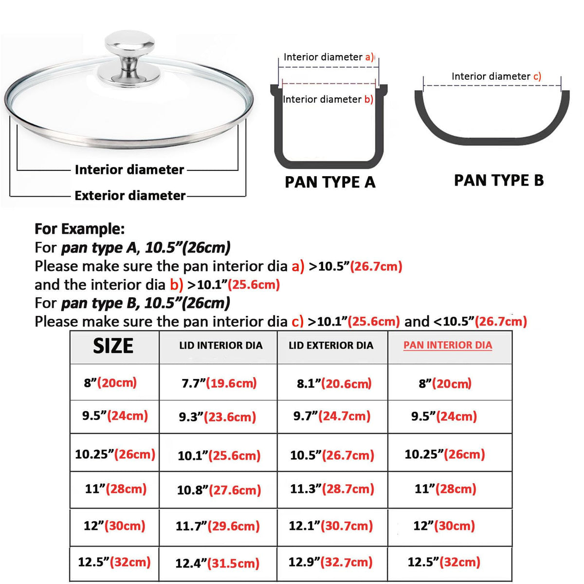 Glass Lids for Frying Pans, Pots, Cast Iron Pans J793510