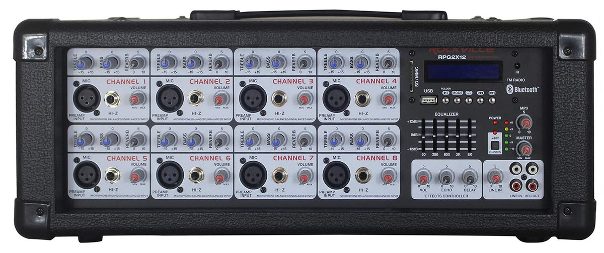 12 Inch Powered PA Speaker System with Mixer and Microphones R637413