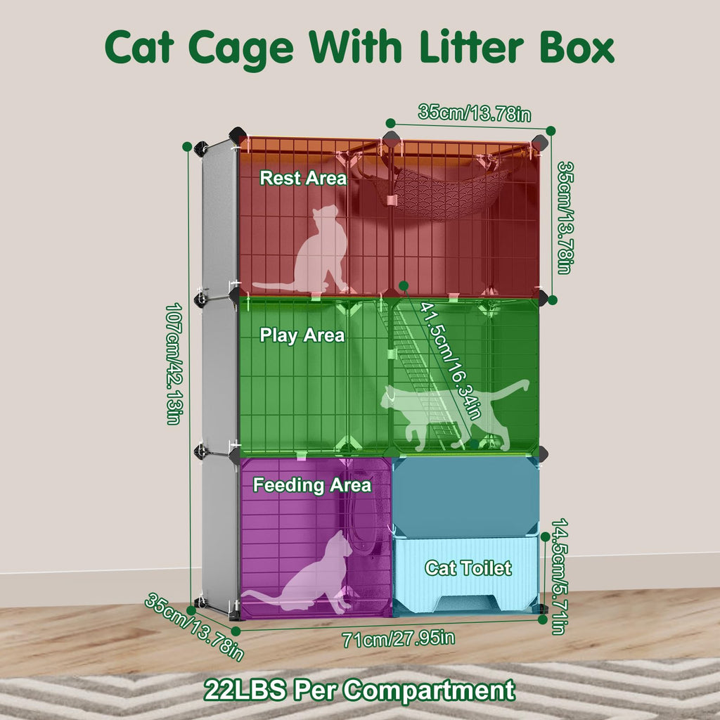 3-Tier Cat Cage with Litter Box G819929
