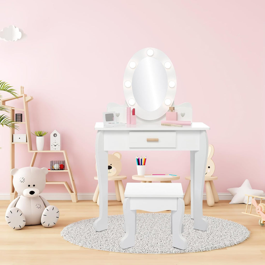 Vanity Table Set with Lighted Mirror and Stool P3673