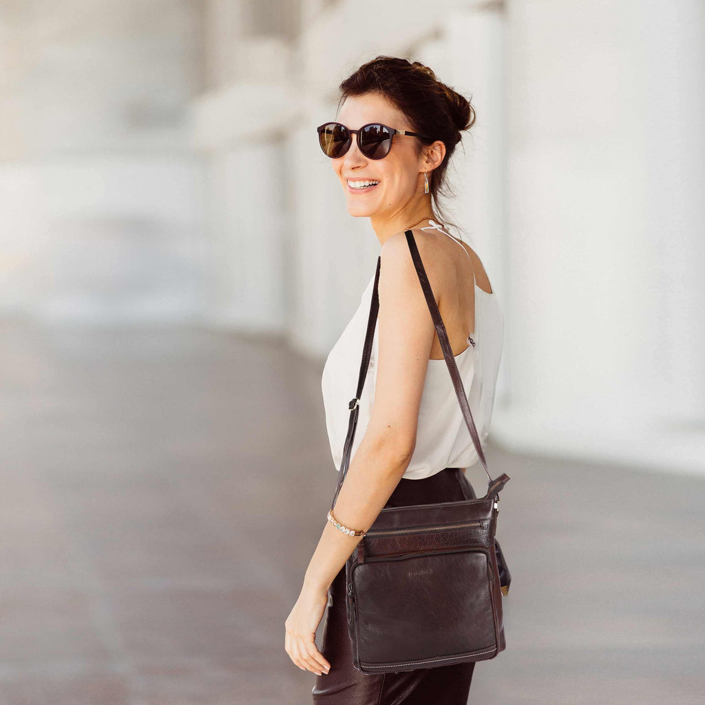 Extra-Large Genuine Leather Crossbody Purse I8678