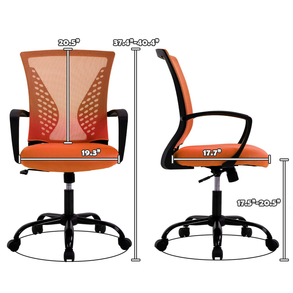Orange Adjustable Mesh Ergonomic Office Chair with Lumbar Support Q651786