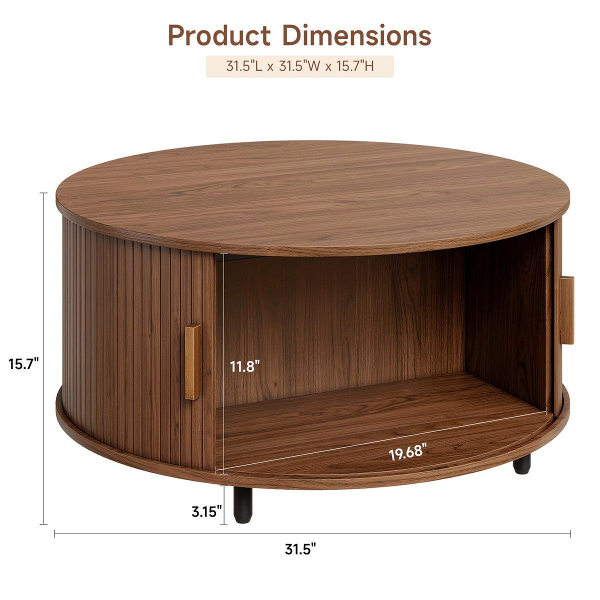31.5" Round Coffee Table with Storage Y938411