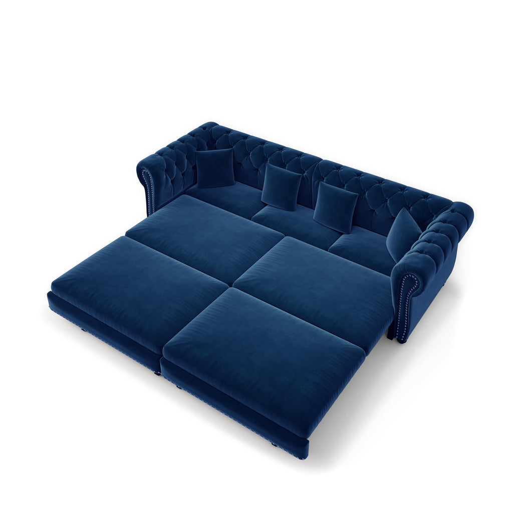 Blue Velvet Pull Out Sleeper Sofa Bed Z5027