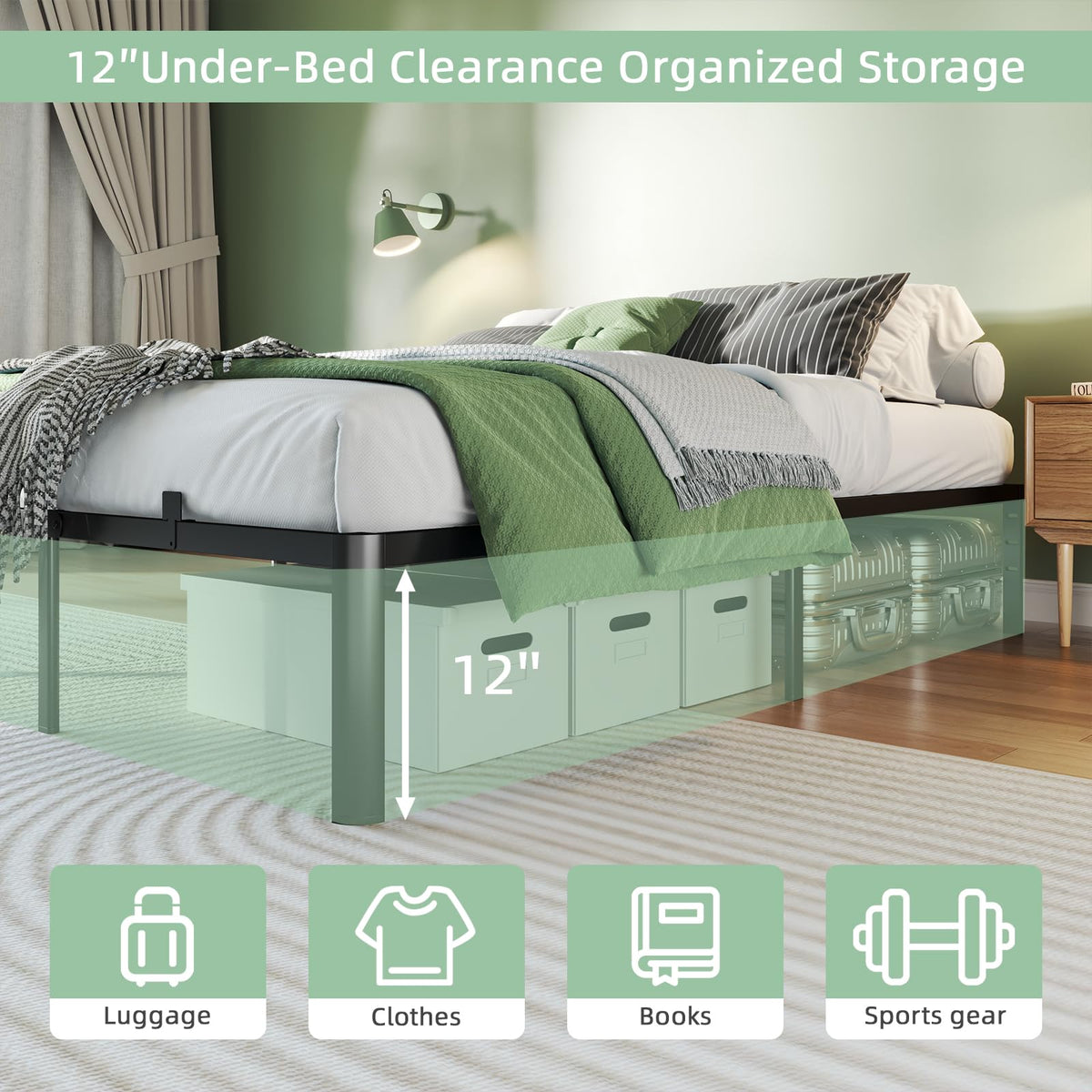 Queen 14 Inch Steel Platform Bed Frame D167527