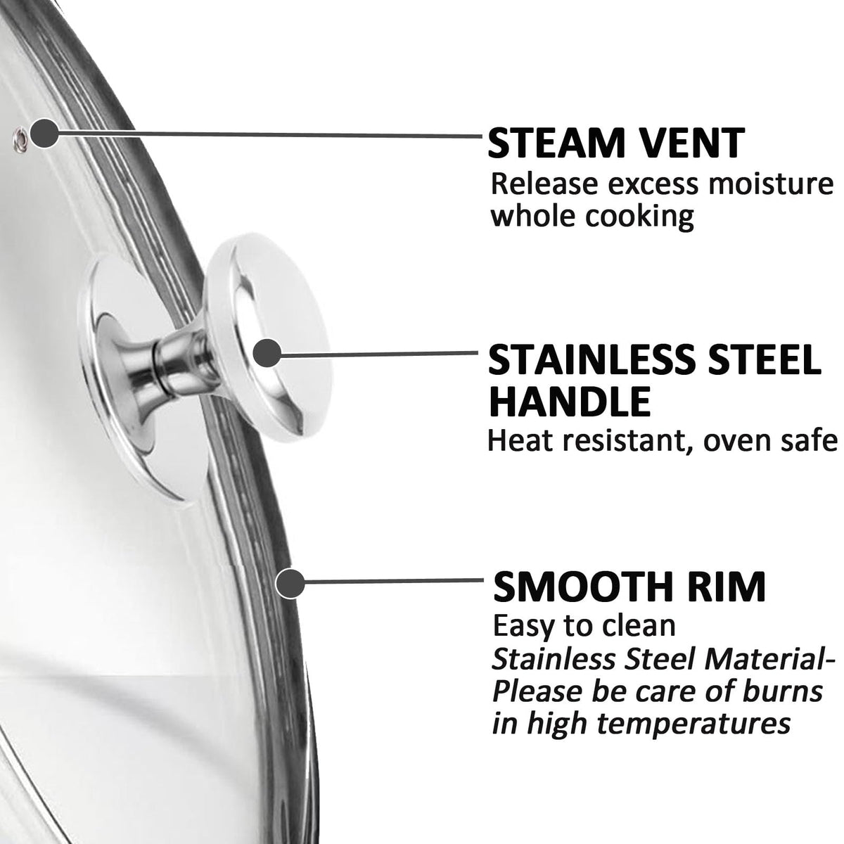 Glass Lids for Frying Pans, Pots, Cast Iron Pans J793510