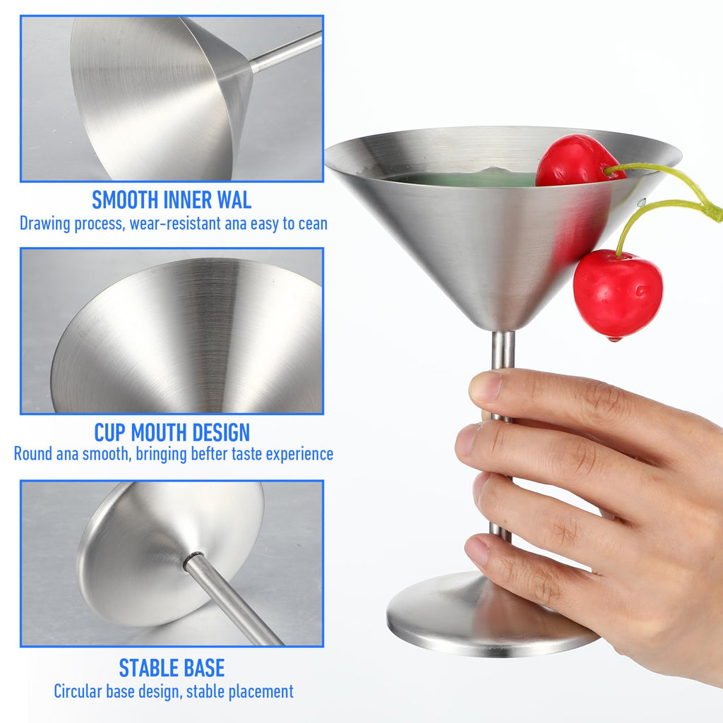 4-Pack Stainless Steel Martini Glasses 8.5oz L722