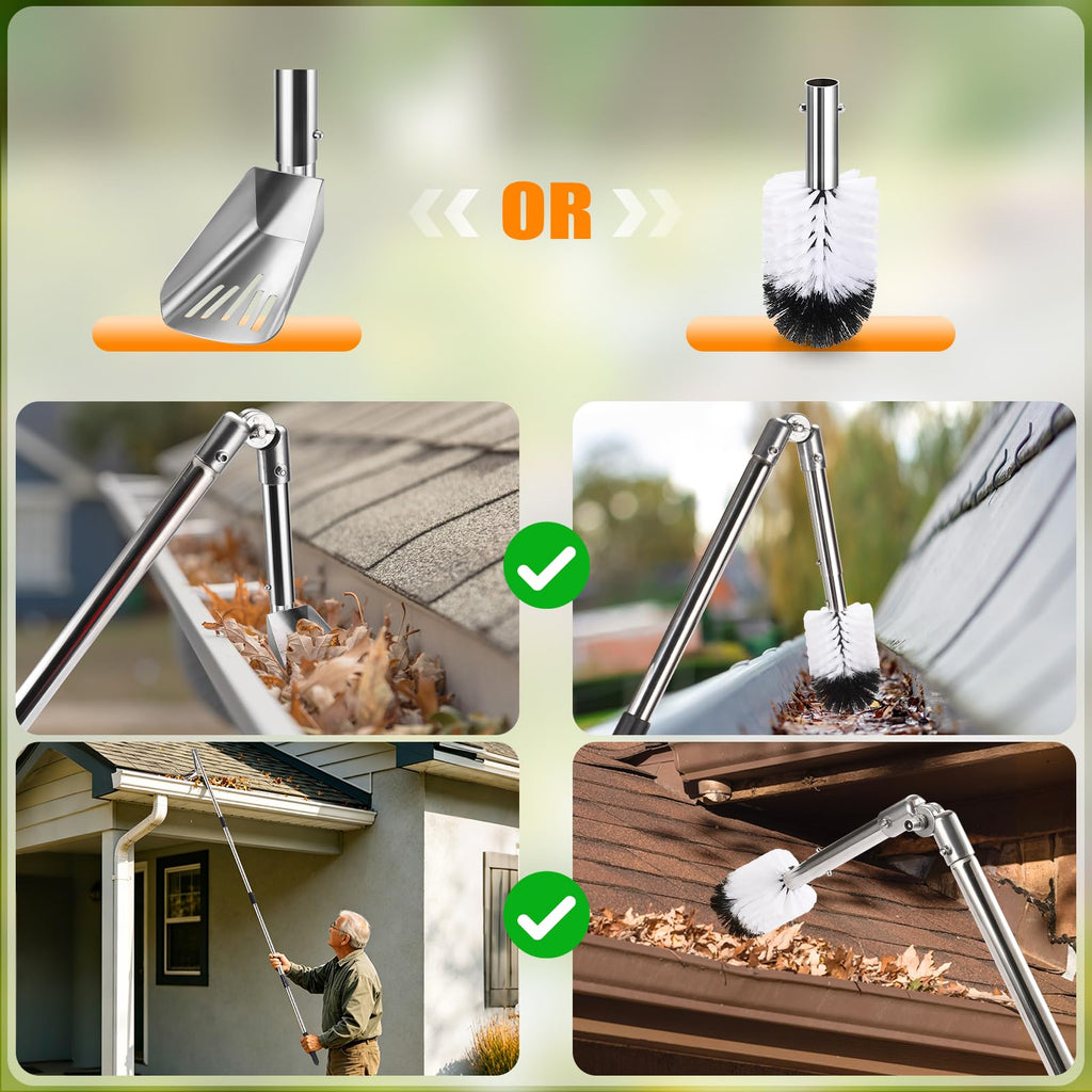 6.4FT Gutter Cleaning Tools with Extension Pole & Brush Q457