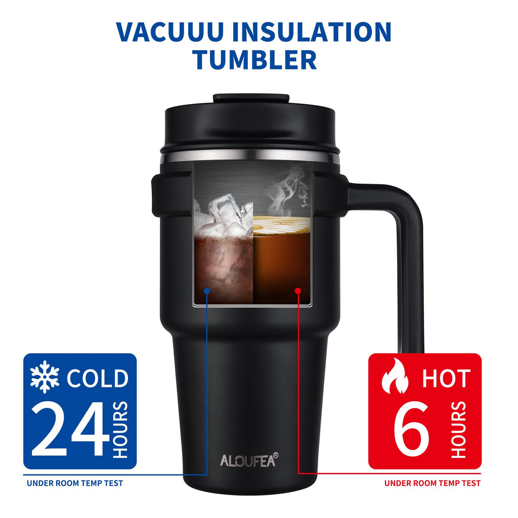 20 oz Insulated Travel Coffee Mug Tumbler with Handle and Straw K631