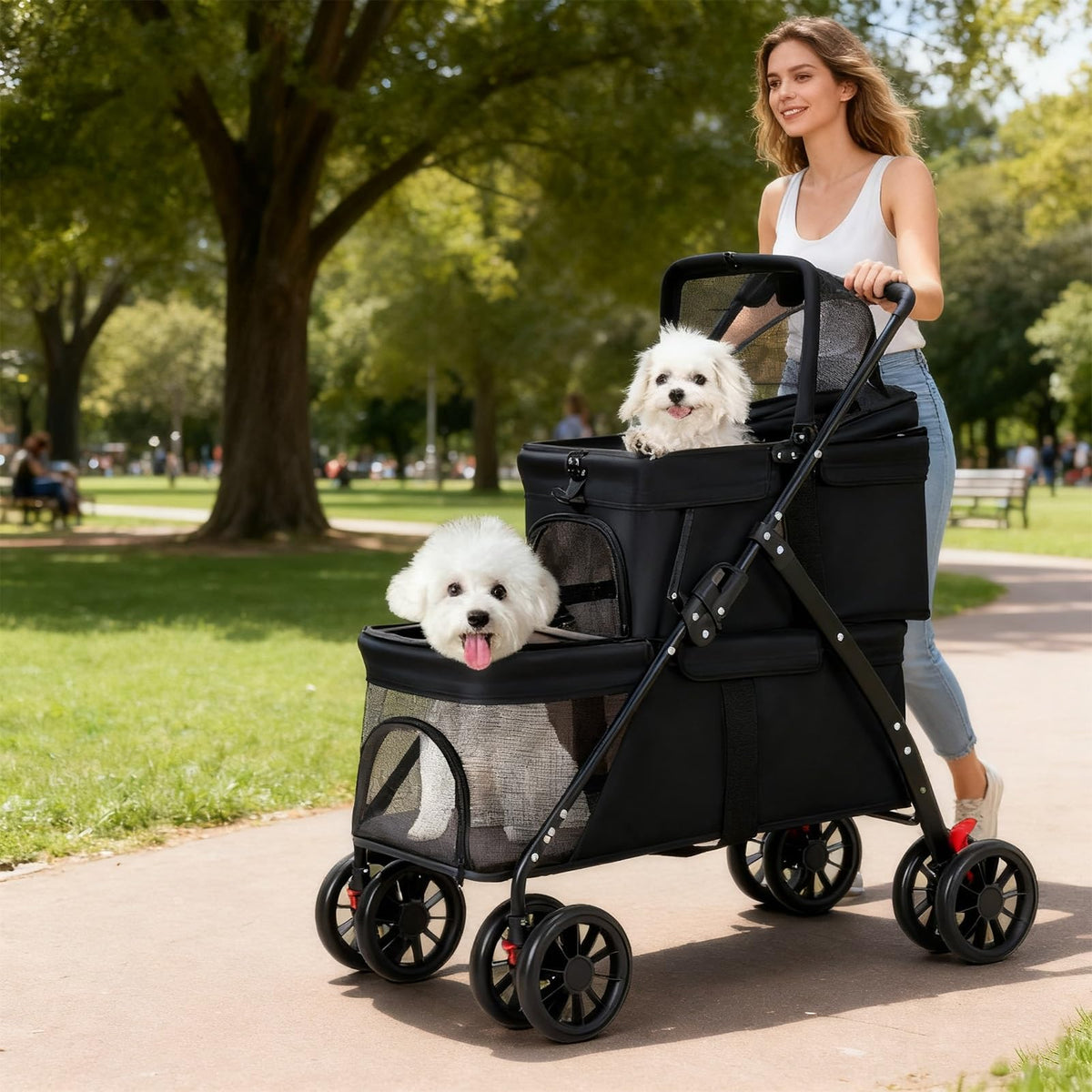 Double Dog Stroller for Medium Small Dogs and Cats E764